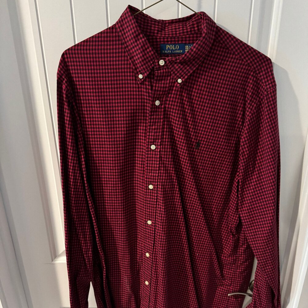 Polo Ralph Lauren Black Red checked dress shirt XXL